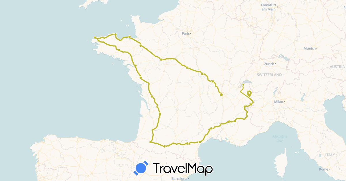 TravelMap itinerary: fred verrons