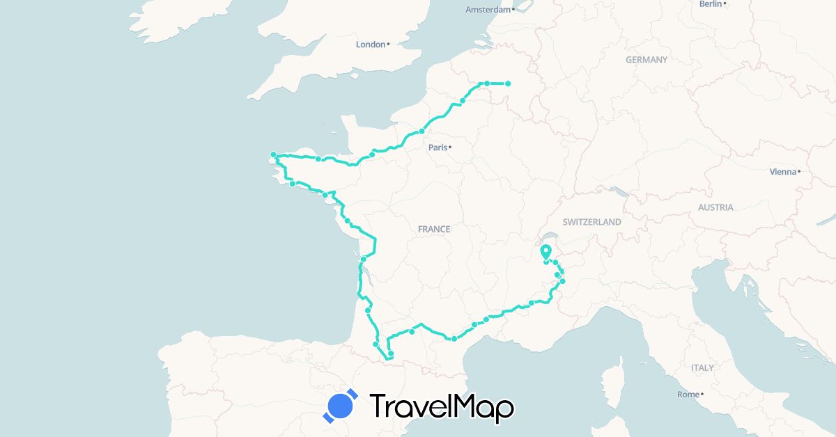 TravelMap itinerary: driving, france guillon & bruno lancon in Belgium (Europe)