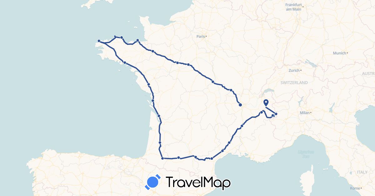 TravelMap itinerary: driving, silvia plozner