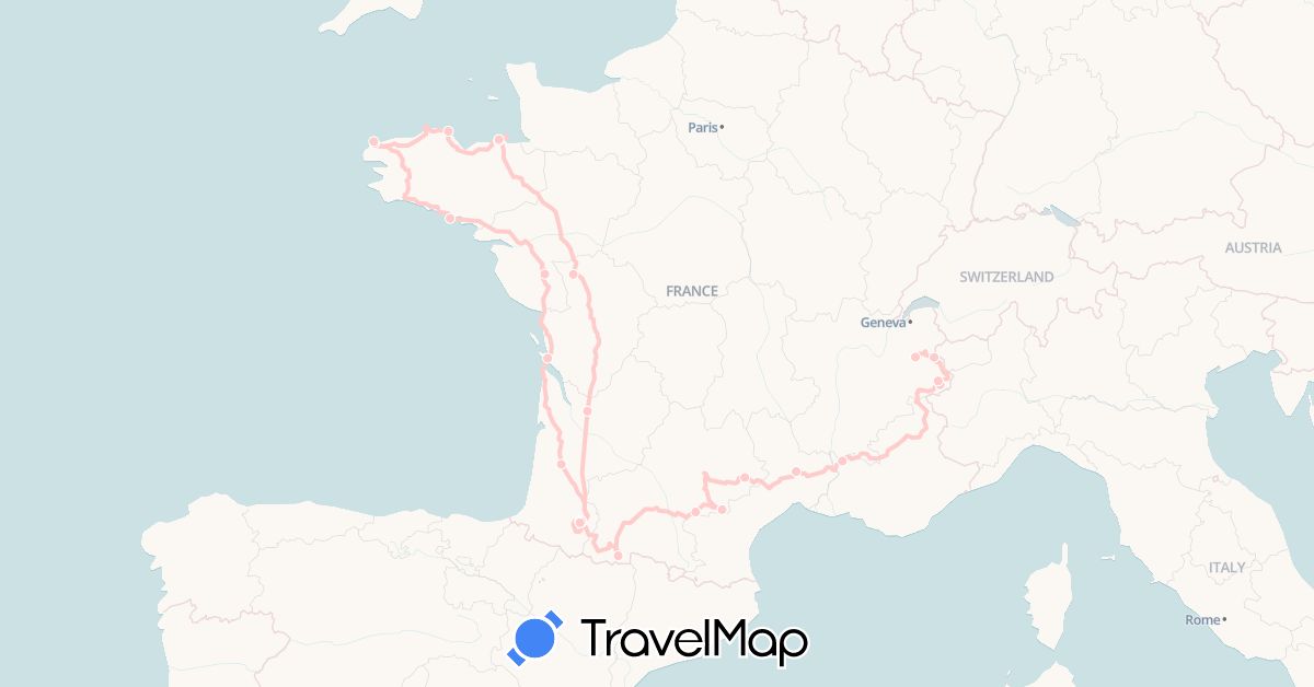 TravelMap itinerary: driving, bernard cauquil