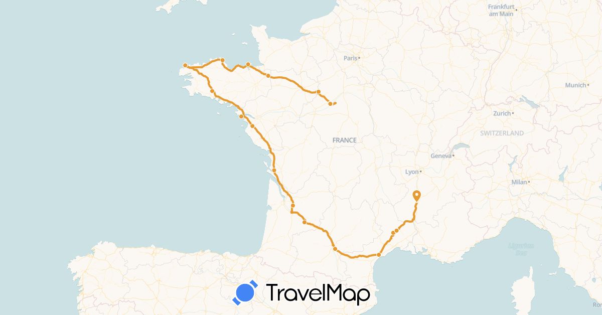 TravelMap itinerary: driving, jean claude trouche