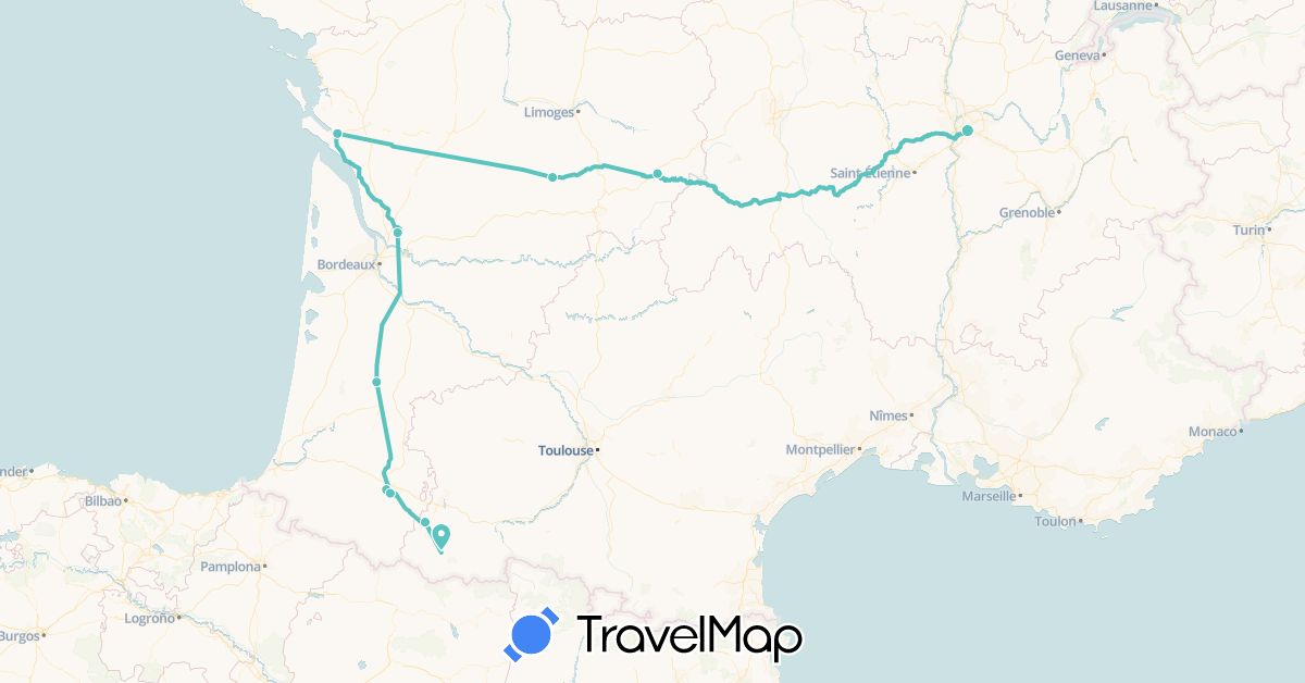 TravelMap itinerary: cycling, johan mary in France (Europe)