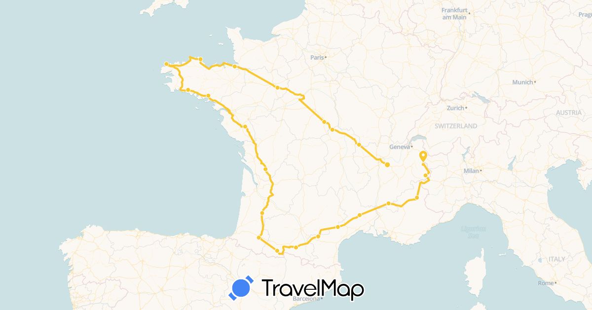 TravelMap itinerary: stéphane briel